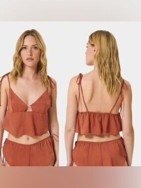 Bluebella Nicole Satin Crop Cami Baked Clay Lingerie Luxury Women’s Medium NWT